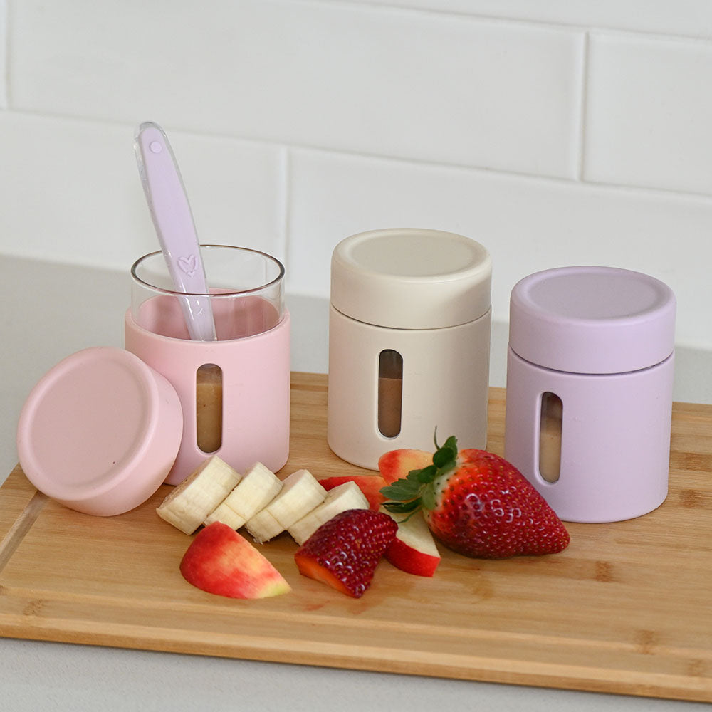 Silicone Glass Food Jar (Lilac/Cream/Blush)