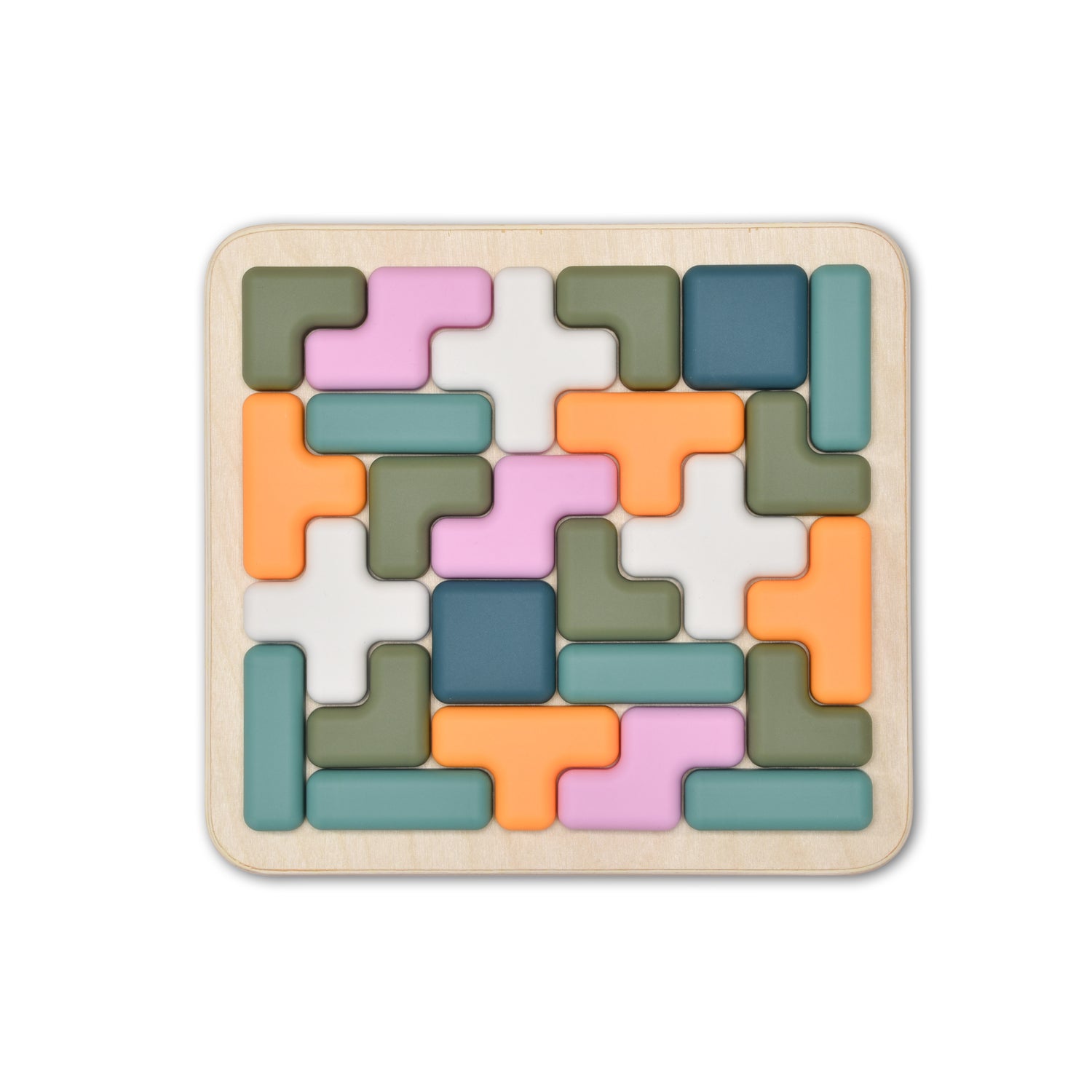 Colorful wooden puzzle on a white background