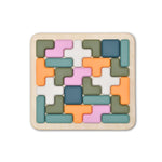 Colorful wooden puzzle on a white background 