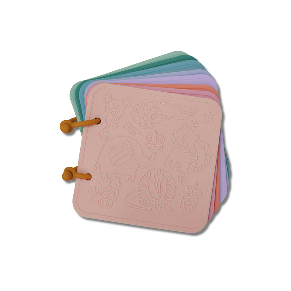 Set of colorful embossed cards with animal designs on a white background 